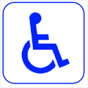 Behindertensymbol Rollstuhl in Blau